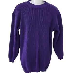 VTG 80s 90s Objectivity Purple Chunky Knit Sweater Lurex Sparkle Pullover OSFM